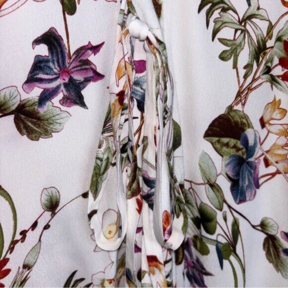 Vici Women’s Medium Multicolour Floral Blouse Top Shirt with Tie Buttons - Picture 7 of 10